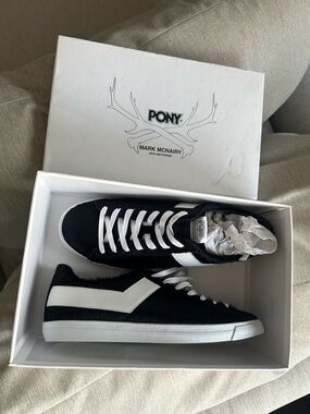 PONY Black and White Low-Top Sneakers